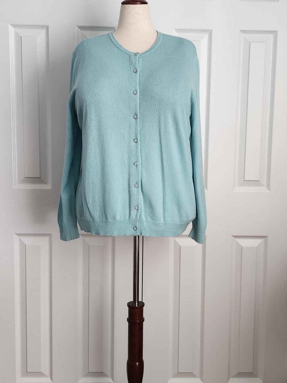 Lane Bryant Cashmere Light Blue Crewneck Button-Up Sweater 2x